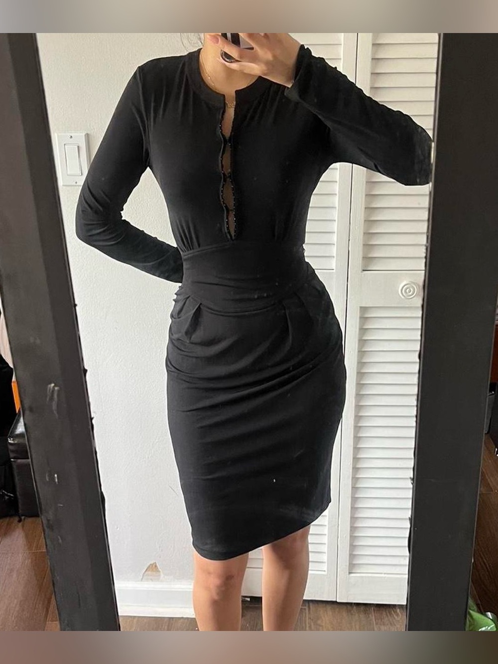 Vintage Vivienne Tam Black Longsleeve Midi Dress